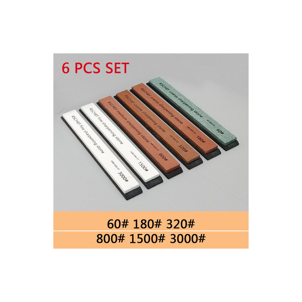 (A-6Pcs-A As Shown) Set Knife Sharpener Sharpening Stone Grinding Stone Bars Whetstone Water For Knife Kitchen Tools 60-3000 Grit 4853843662609