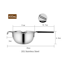 (a-201 400ML Blcak) Long Handle 304 Stainless Steel Pot Scented Candle Wax Melting Soap Chocolate Butter Handmade Soap Tool Non-stick Easy Cleaning