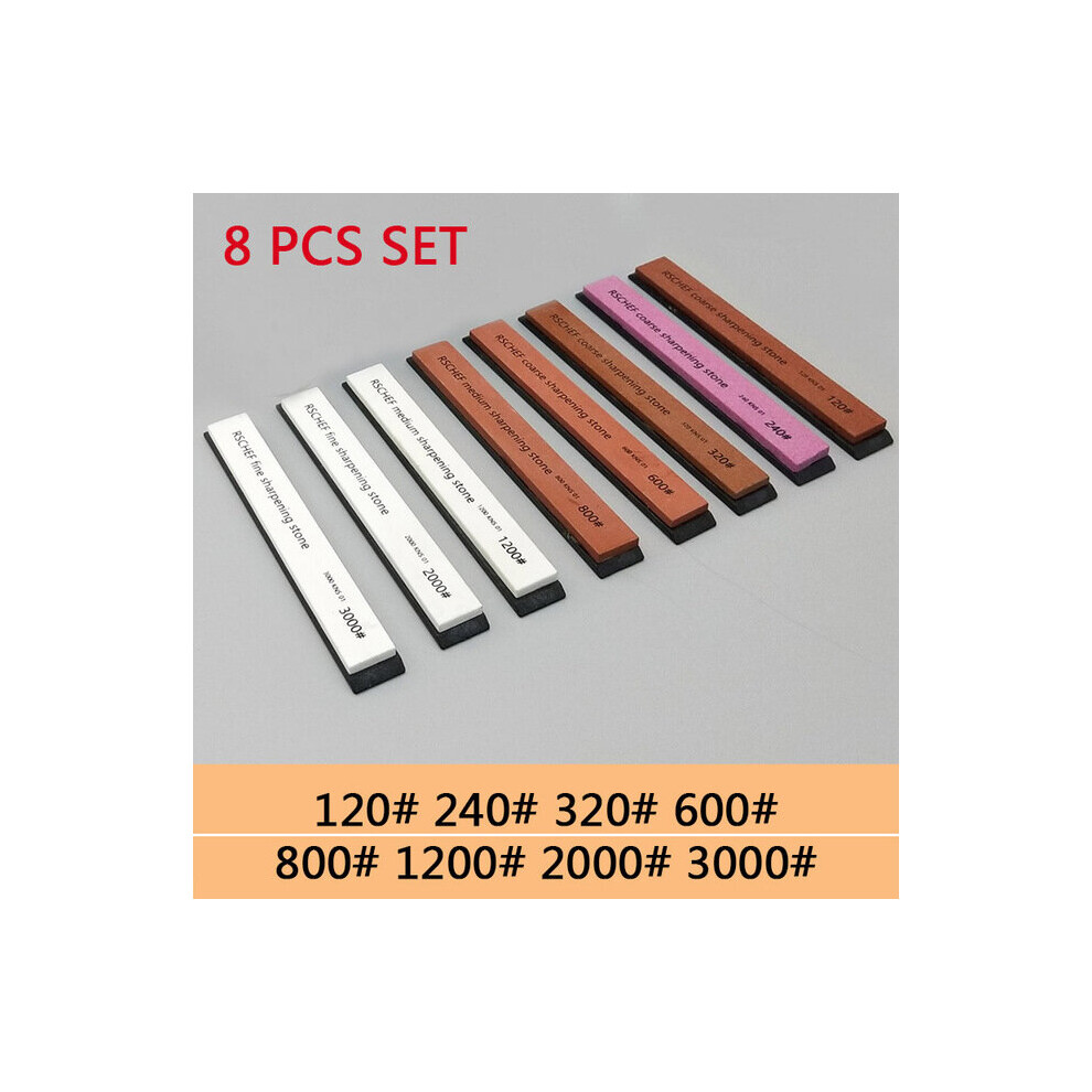 (A-8Pcs-B As Shown) Set Knife Sharpener Sharpening Stone Grinding Stone Bars Whetstone Water For Knife Kitchen Tools 60-3000 Grit 4853843662647