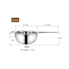 (a-201 600ML) Long Handle 304 Stainless Steel Pot Scented Candle Wax Melting Soap Chocolate Butter Handmade Soap Tool Non-stick Easy Cleaning