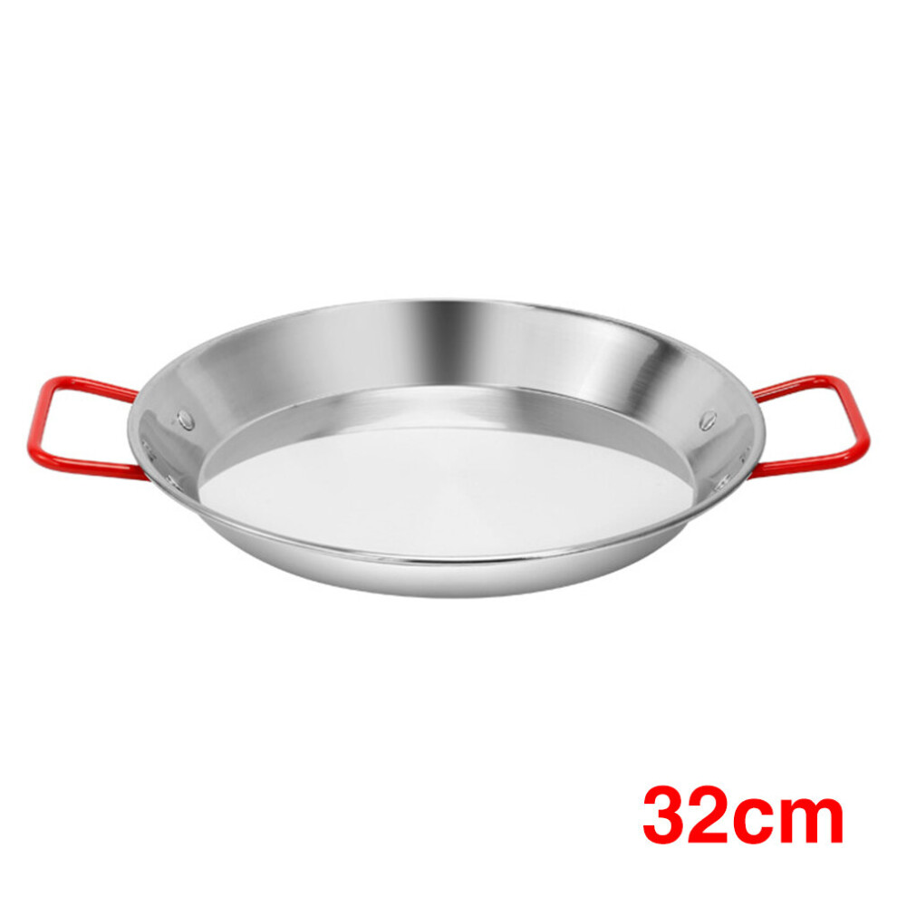 (a- 32cm) Easy Clean Restaurant Home Kitchen Durable Paella Pan Cooking Heat Resistant Stainless Steel Rustproof With Handles Anti Scald-image-OPC-PBTHQ8R-NEW