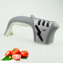 (a-Grey) Knife sharpener Whetstone 4 in 1 Diamond Coated&Fine Rod Knife Shears dolphin handle