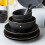 (a-E) Phnom Penh Household Kitchen Tableware European Creative Steak Plate Black Ceramic Dishes Spoon  Bowl Dish Flatware Set 3
