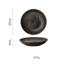(a-F) Phnom Penh Household Kitchen Tableware European Creative Steak Plate Black Ceramic Dishes Spoon Bowl Dish Flatware Set