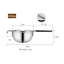 (a-304 400ML Blcak) Long Handle 304 Stainless Steel Pot Scented Candle Wax Melting Soap Chocolate Butter Handmade Soap Tool Non-stick Easy Cleaning