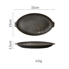 (a-I) Phnom Penh Household Kitchen Tableware European Creative Steak Plate Black Ceramic Dishes Spoon Bowl Dish Flatware Set
