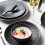 (a-E) Phnom Penh Household Kitchen Tableware European Creative Steak Plate Black Ceramic Dishes Spoon  Bowl Dish Flatware Set 7