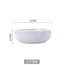 (a-White big bowl) White And Black Round Gold Stroke Ceramic Dinner Plate Set Porcelain Steak Tableware Rice Soup Bowl Spoon Dish Home Decoration