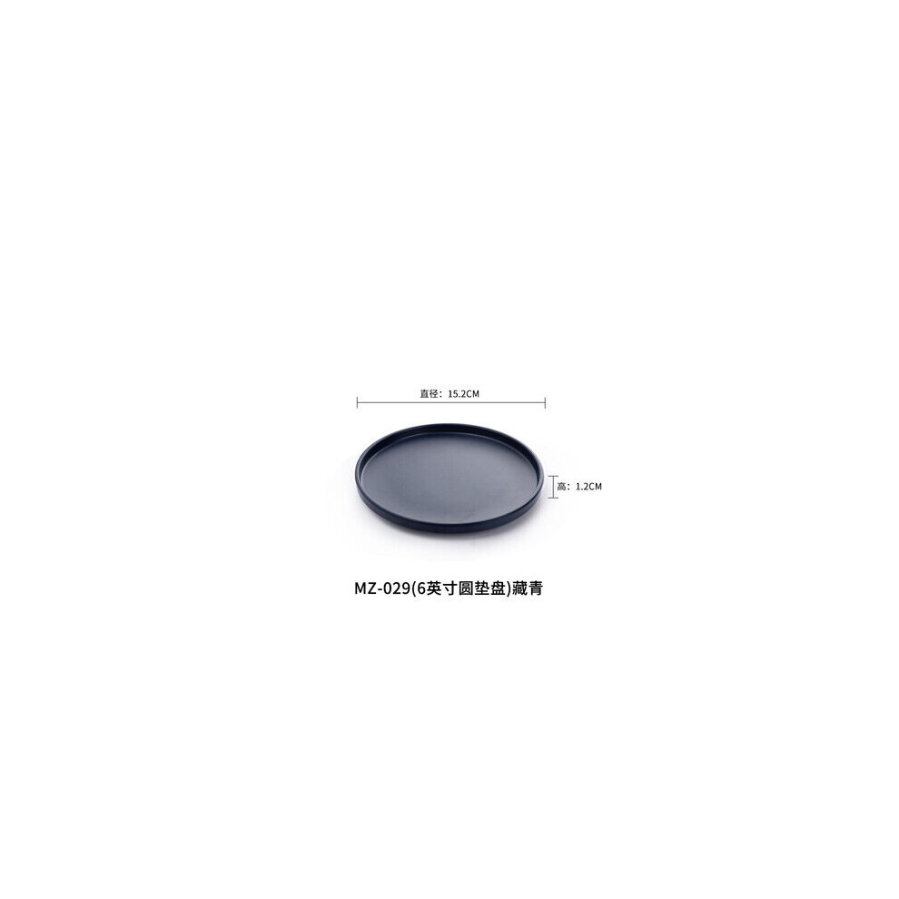 (a-Navy) Creative Breakfast Western Style Steak Plate Imitation Porcelain Net Red Tableware Round Plastic Vegetable Plate Fruit Plate
