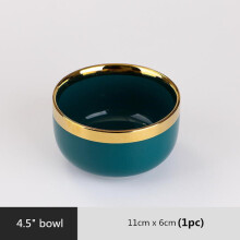 (a-4.5 inch bowl 1pcs) Gilt Rim Green Ceramic Plate Steak Food Plate Tableware Bowl Ins Dinner Dish High End Porcelain Dinnerware Set For Family Hotel