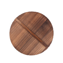 (a-32CM wooden pot lid) Handmade Iron Pot 32CM Frying Pan Uncoated Health Wok Non-Stick Pan Gas Stove Induction Cooker Universal Wood Cover Iron Wok