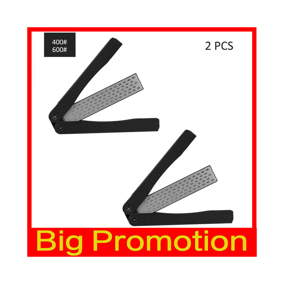 (A-Biack 2Pcs) Diamond Sharpener Portable Double Side Whestone For Pocket Folding Knife Sharpening Stone Sharpener Suitable For Outdoor 4853843651078