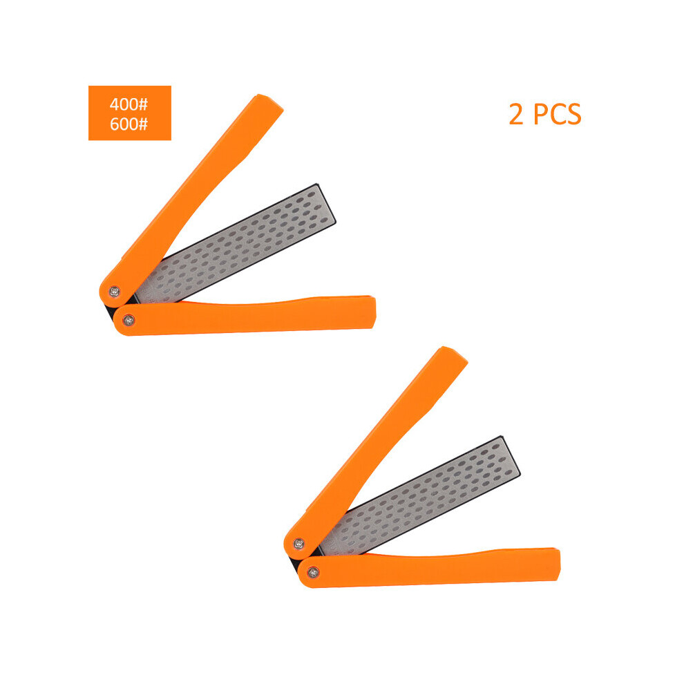 (A-Orange 2Pcs) Diamond Sharpener Portable Double Side Whestone For Pocket Folding Knife Sharpening Stone Sharpener Suitable For Outdoor 4853843651108