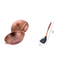(a-Orange 32cm) Bisda Gold Frying Pan 32cm Non-stick Pan Kitchen Skillet Stainless Steel Fried Steak Pot With Lid Turner Electric Induction Pan