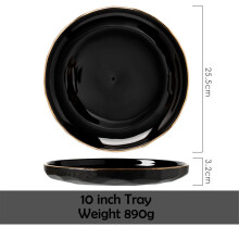 (a-10 inch plate) Black Porcelain Dishes Plates for Food Dinner Set Plate Ceramic Steak Plate Salad Soup Bowl Dinnerware Set for Restaurant Hotel