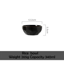 (a-Small bowl) Black Porcelain Dishes Plates for Food Dinner Set Plate Ceramic Steak Plate Salad Soup Bowl Dinnerware Set for Restaurant Hotel