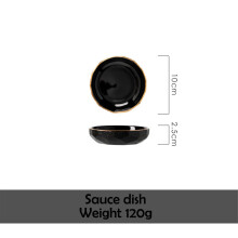 (a-Dish) Black Porcelain Dishes Plates for Food Dinner Set Plate Ceramic Steak Plate Salad Soup Bowl Dinnerware Set for Restaurant Hotel