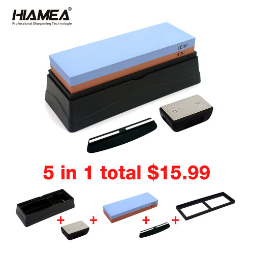 (a-600 1000 with base) HIAMEA Kitchen Knife Sharpener Whetstone Sharpening System Sharpening Stone Double Sided Whetstone Honing Set whetstone 1