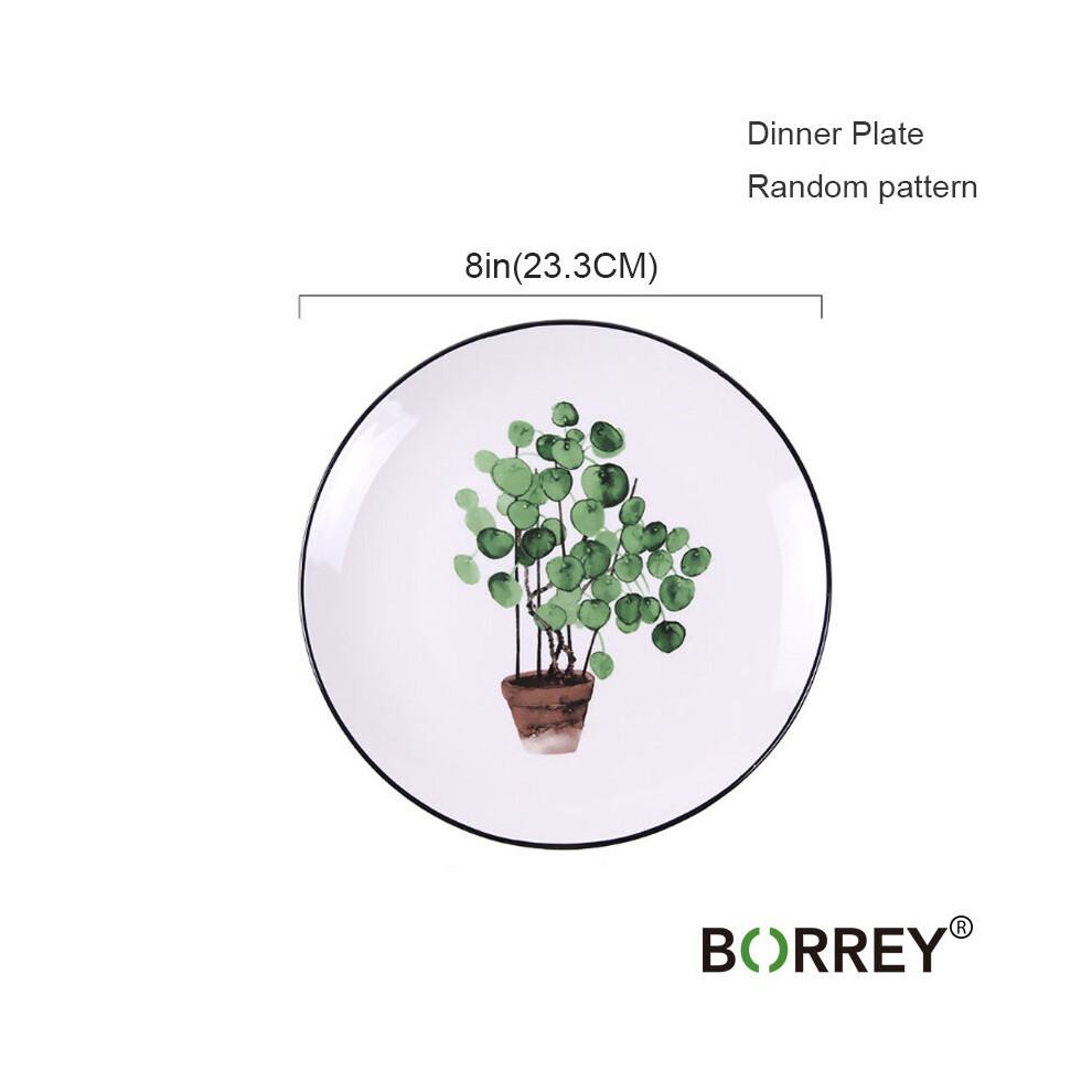 (a-Plate(Random color)) BORREY Chinese Ceramic Dinner Plates Sets Dinnerware White Porcelain Plate Bowl Round Dinner Plates Bone China Pizza Steak Dis