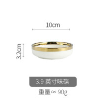 (a- b) Ceramic Dinnerware Plate Bowl White Gold Stroke Ceramic Dinner Plate Steak Tableware Rice Soup Bowl Spoon Dish Home Decoration