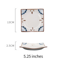 (a-5.25 inches) Square Ceramic plate set Kitchen Dinner Steak Western Food Plate dessert Dish Cake plate Cutlery Set decoration