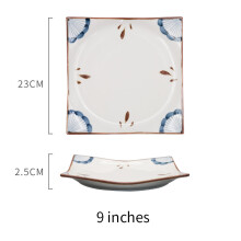 (a-9 inches) Square Ceramic plate set Kitchen Dinner Steak Western Food Plate dessert Dish Cake plate Cutlery Set decoration