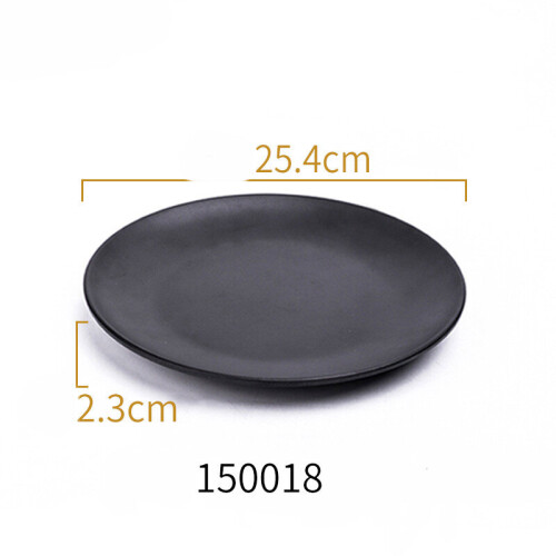 (a-E) Solid Black Food Grade Plastic Tableware Ceramic Plate Dish Dinnerware Restaurant Barbecue Steak Plates Household Dinner Dishes