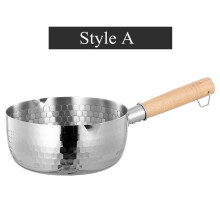 (a-Style A 18cm) Japanese Non-Stick Frying Pan Saucepan with Wooden Handle Flat Bottom Ramen Noodle Cooking Sauce Milk Pots Home Kitchen Cookware