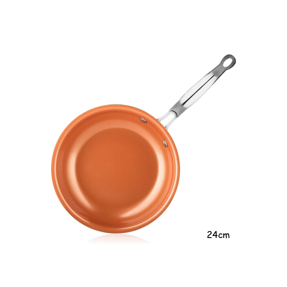 LMETJMA Frying Pan Nonstick 20 24 28cm Frying Pan with Ceramic Titanium Coating Round Copper Egg Pan Kitchen Cookware KC0459