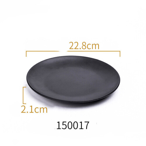 (a-D) Solid Black Food Grade Plastic Tableware Ceramic Plate Dish Dinnerware Restaurant Barbecue Steak Plates Household Dinner Dishes