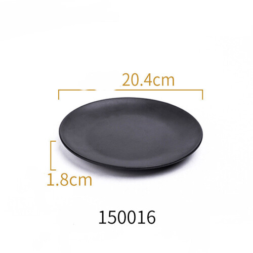 (a-C) Solid Black Food Grade Plastic Tableware Ceramic Plate Dish Dinnerware Restaurant Barbecue Steak Plates Household Dinner Dishes