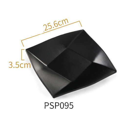 (a-D) Solid Black Food Grade Plastic Tableware Ceramic Plate Dish Dinnerware Restaurant Barbecue Steak Plates Household Dinner Dishes 2