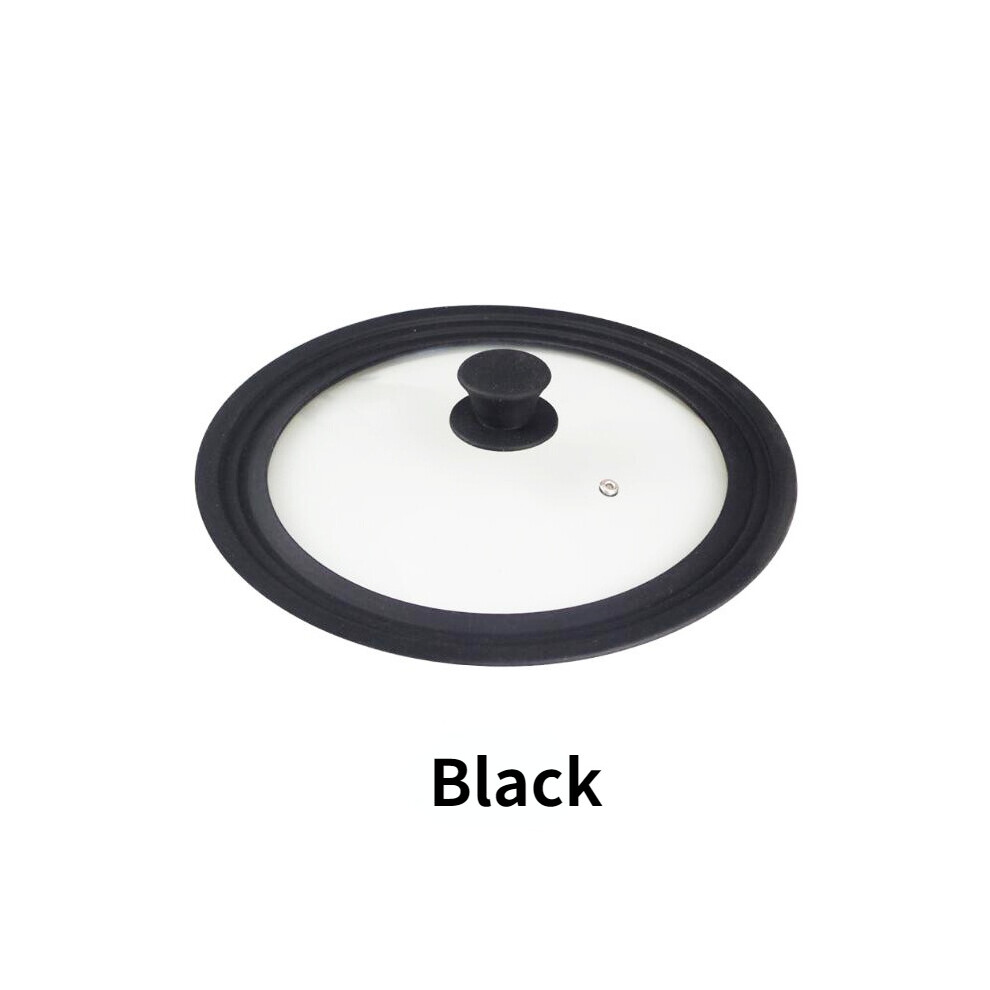 (a-Black 24-26-28cm) 16-22-28-32cm Visual Pot Lid Multifunctional Glass Lid Wok Pan Lids Cover for Frying Pan Glass Round Silicone Glass Pan Covers-image-OPC-PBTJ2MH-NEW
