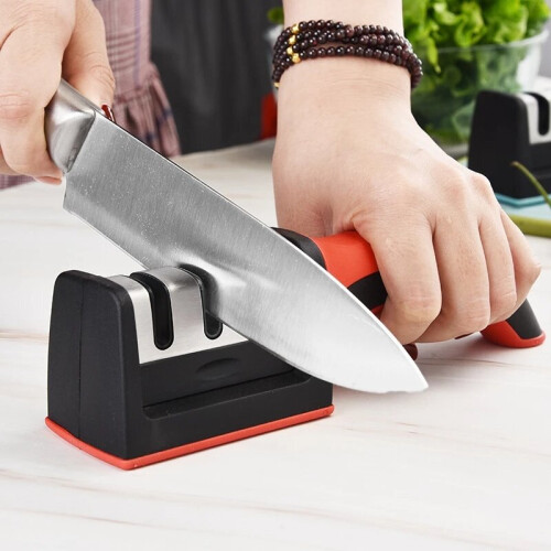 Kitchen 3-Segment Knife Sharpener Household Multi-Functional Hand-Held Three-Purpose Black Sharpening Stone 1