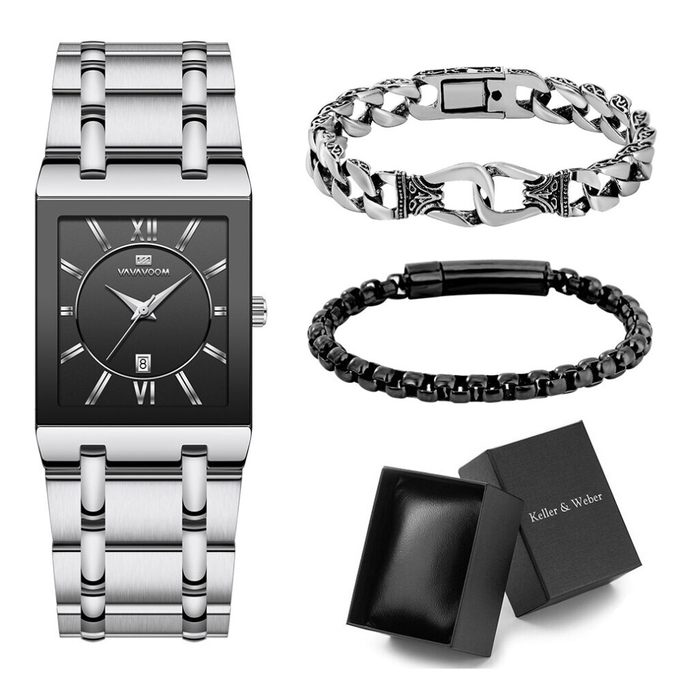 Men Stainless Steel Belt Quartz Wristwatch Men's Business Casual Bracelet Watches with relogio masculino-image-OPC-PBTJ79T-NEW