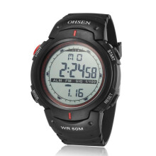 Ohsen Men Sport Watch Military Alarm Clock Stopwatch Large Dial LED Electronic Men's Watches Waterproof Reloj Masculino