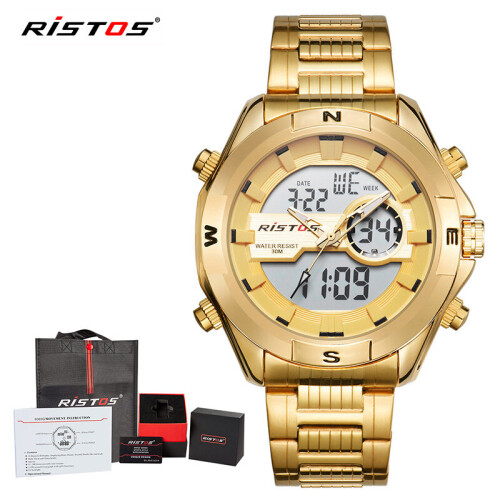 RISTOS Multifunction Analog Wristwatch Man Sport Watches Chronograph Digital Male Watch Relojes Masculino Hombre 9369