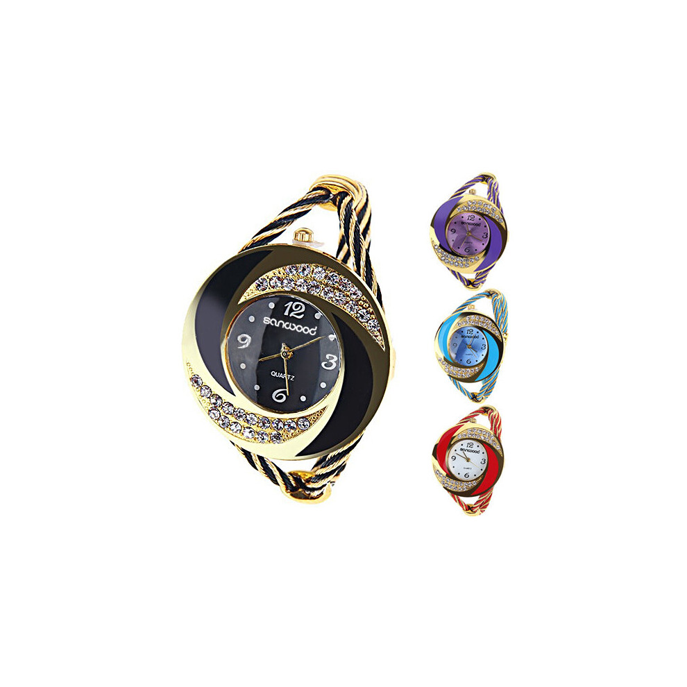 Rhinestone Whirlwind Metal Weave Clock female Dress Girls Quartz Watch Women Bracelet Ladies Wrist watch-image-OPC-PBTJFYW-NEW