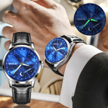 24-hour System And Night Dial Men Watches Leather Waterproof Luminous Top Quartz Masculino