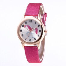 Unicorn Casual Women Watches Colorful Leather Strap Lovely girls wristwatches Horse Pattern Children Watch montre femme