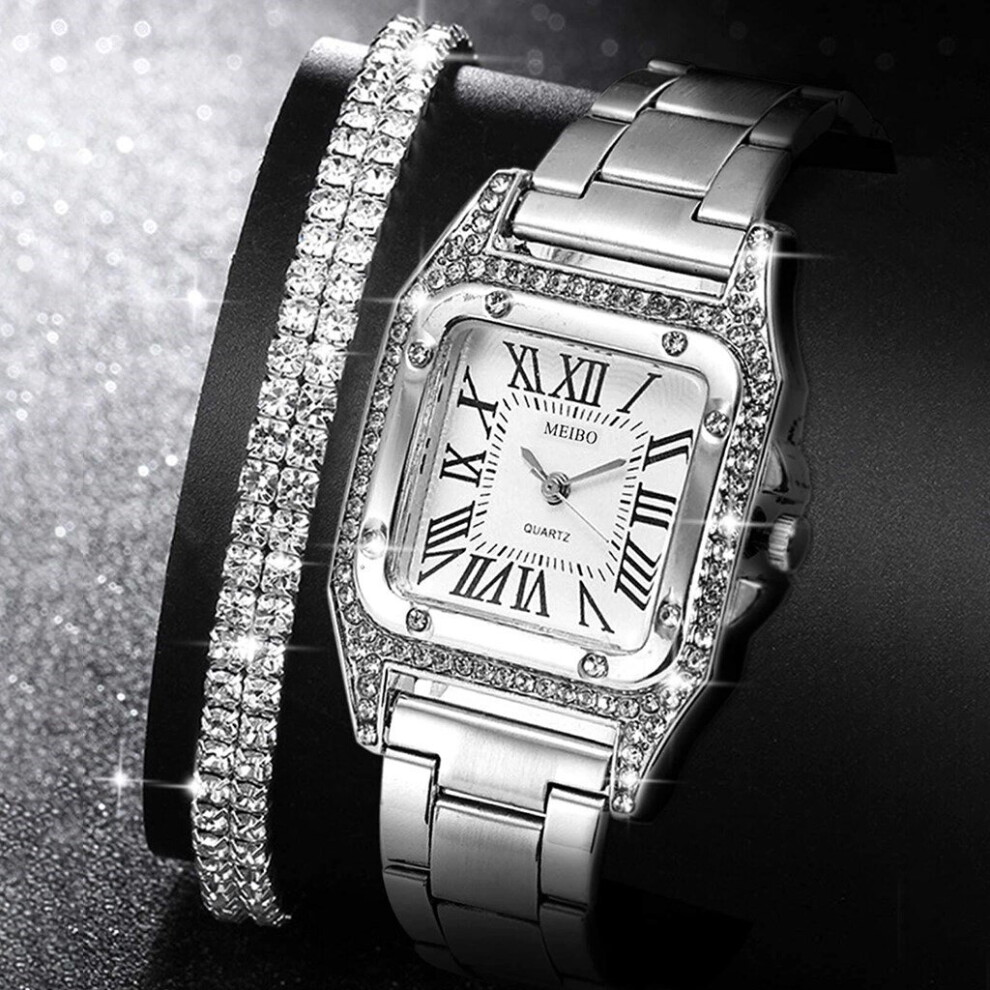 Watch Women Rhinestone Square Dial Ladies Quartz Watches Crystal Diamond Female Relogio Feminino For Gift Clock-image-OPC-PBTJHFQ-NEW
