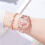 Diamond-Set Openwork Goldfish Dial Women's Leather Quartz Wristwatch 7