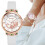Diamond-Set Openwork Goldfish Dial Women's Leather Quartz Wristwatch 2