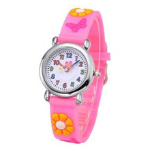 High 3D Cartoon Flower Butterfly Silicone Strap Round Dial Analog Quartz Children Kids Girls Boys Wrist Watch