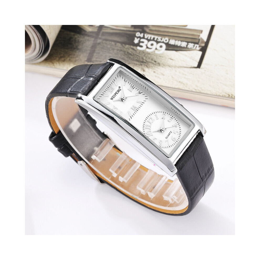 Ladies Minimalist Watch 2 Double Dial Time Zone Womens Wristwatch Quartz Clock Leather Strap Relogio Feminino