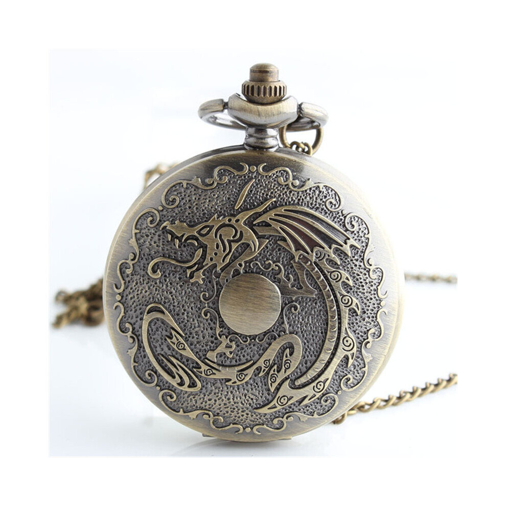 Chinese Dragon Bronze Quartz Pocket Watch Retro Men Women Pendant Gift CF1040-image-OPC-PBTJKTF-NEW