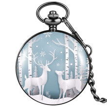 Christmas Theme Fob Pocket Watch Quartz Santa Claus Pendant Watches Chain Clock Children Boy Girl Gift Reloj Hombre