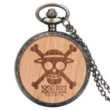 Retro Wood One Piece Pocket Watch Beech Wooden Quartz Fob Watches Classic Japan Cartoon Necklace Clock Souvenir Gift for Kids