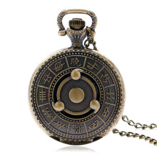 Drop Antique Bronze Quartz Pocket Watch With Necklace Chain Gift To Boys Kids