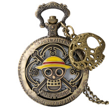 Classic Anime Necklace Pocket Watch Quartz Movement Vintage Bronze Pendant Pocket Clock for Anime Boy Girls